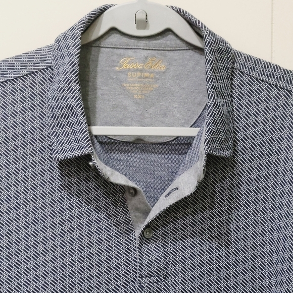 Tasso Elba Men's Blue Supima Long-Sleeve Polo XXL - Picture 9 of 13